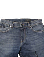 Dolce & Gabbana Blue Washed Cotton Skinny Men Denim Jeans