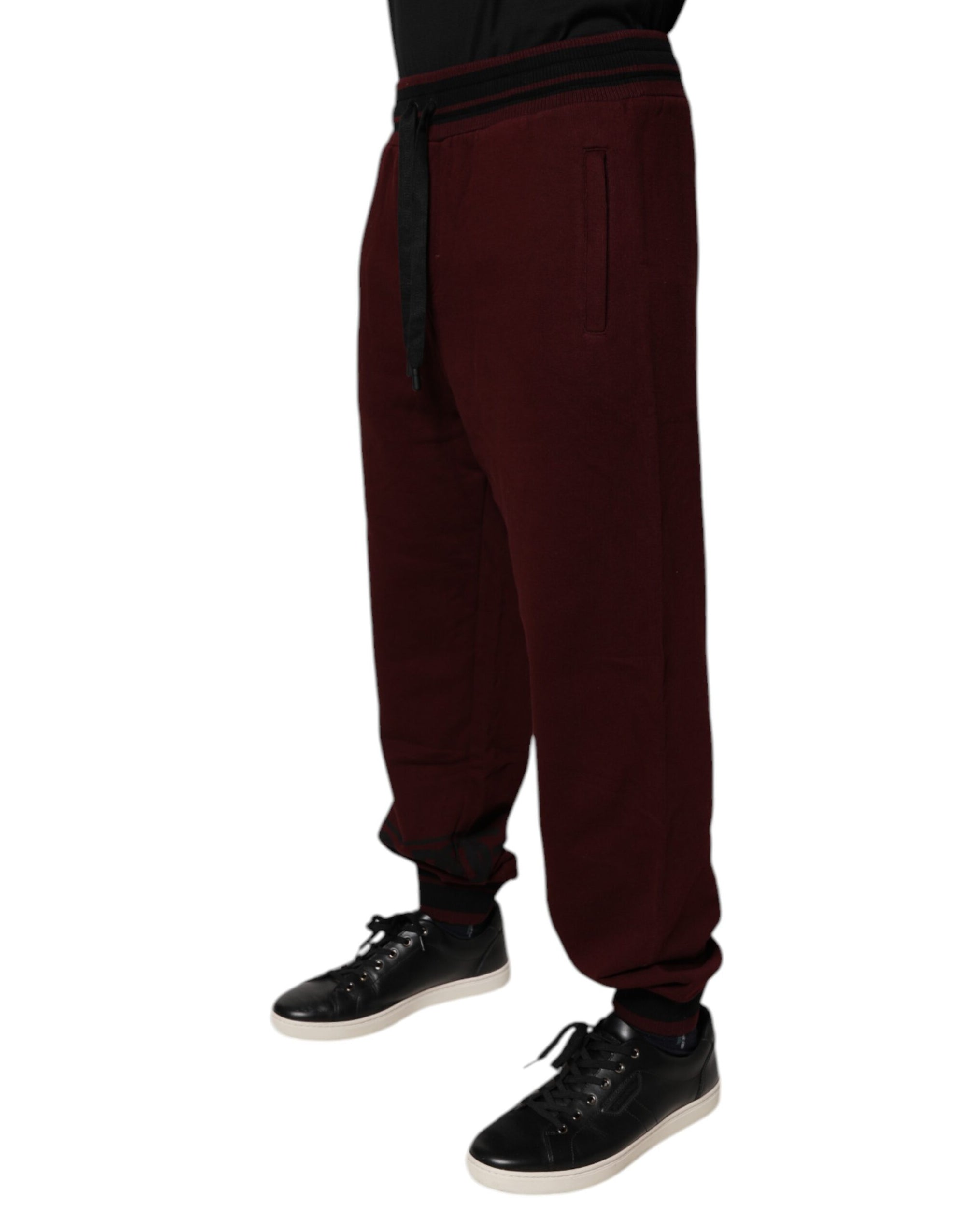 Dolce & Gabbana Maroon Cotton Men Jogger Sweatpants Pants