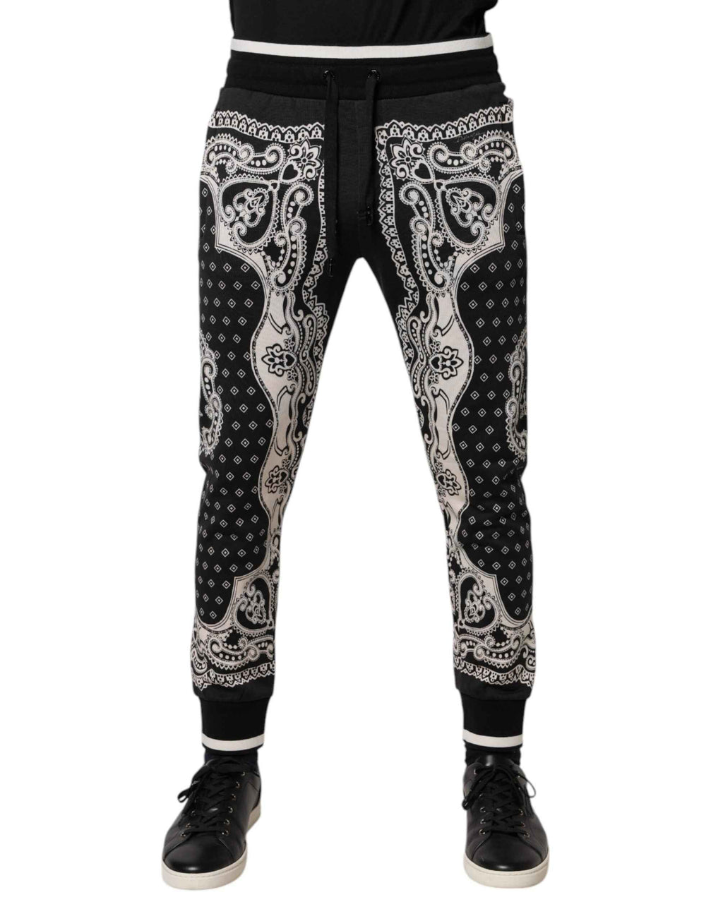 Dolce & Gabbana Black Cotton Bandana Jogger Sweatpants Pants