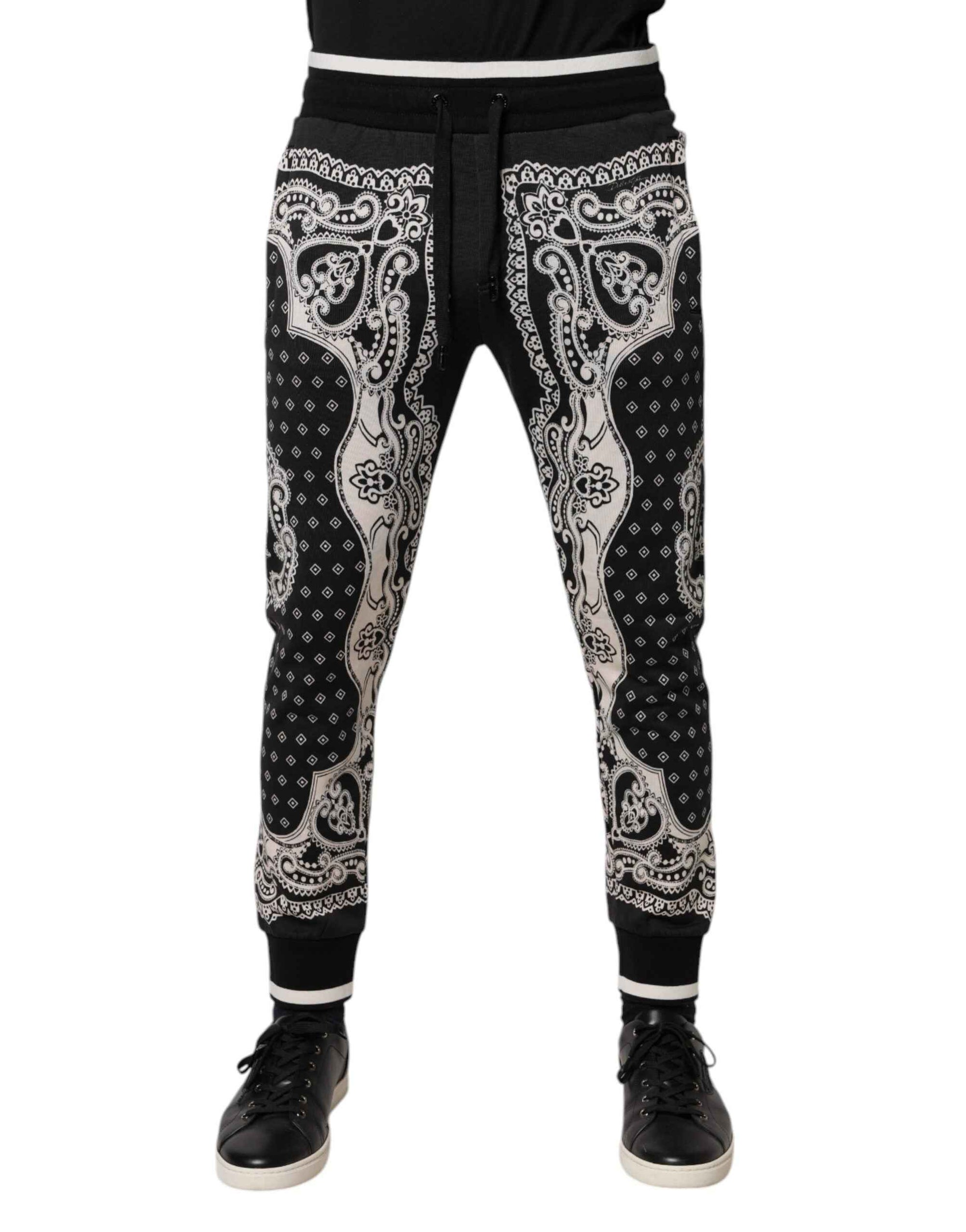 Dolce & Gabbana Black Cotton Bandana Jogger Sweatpants Pants
