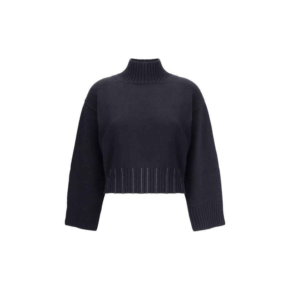 Fabiana Filippi Black Fleece Wool Sweater