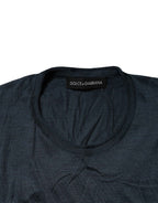 Dolce & Gabbana Blue Silk Crew Neck Short Sleeves Men T-Shirt