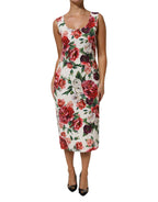 Dolce & Gabbana Multicolor Floral Print Viscose Sheath Dress