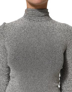 Dolce & Gabbana Gray Nylon Bodycon Sheath Long Sleeves Dress
