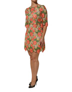 Dolce & Gabbana Multicolor Floral Embroidery Aline Mini Dress