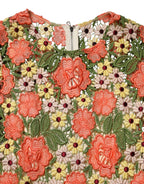 Dolce & Gabbana Multicolor Floral Embroidery Aline Mini Dress