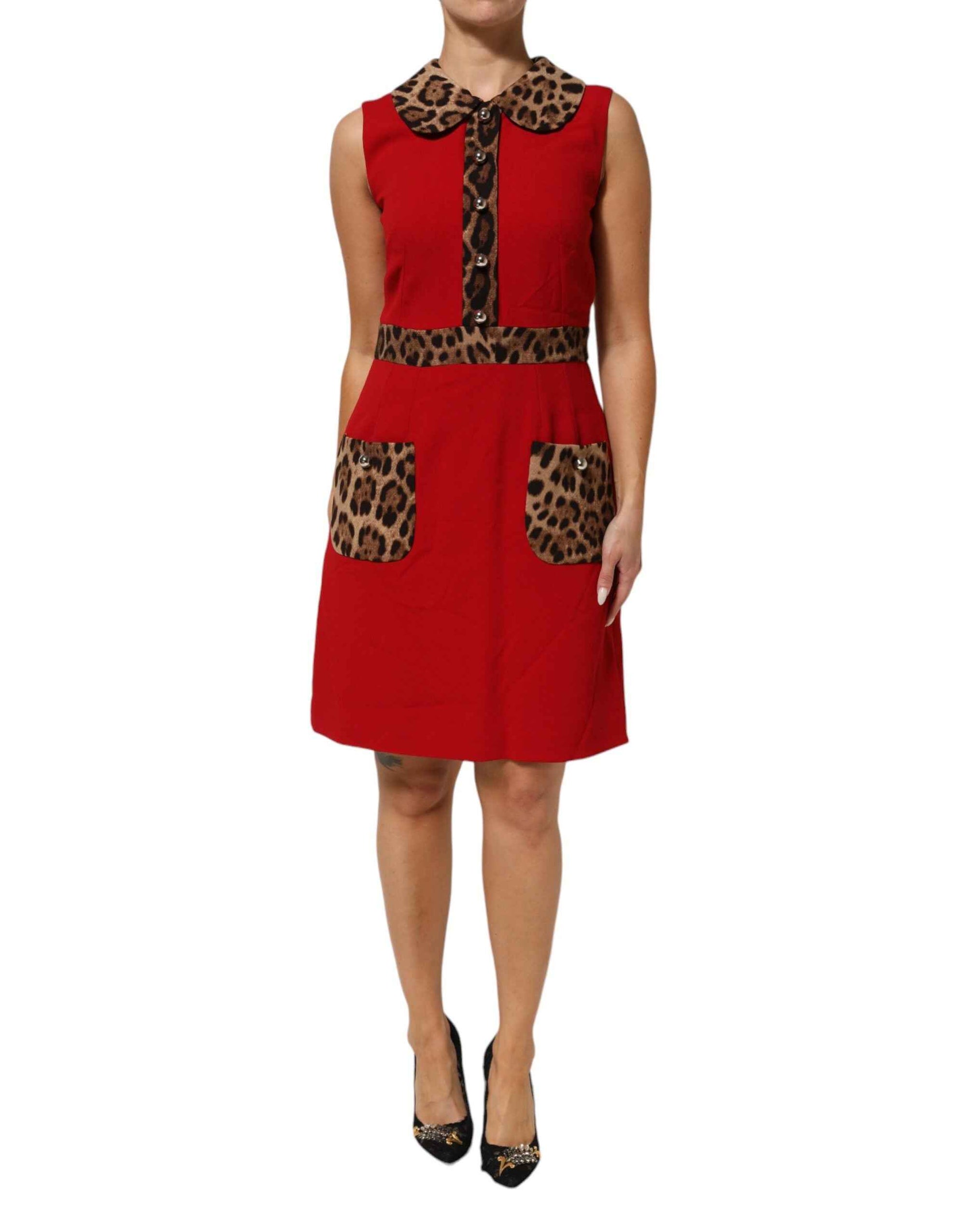 Dolce & Gabbana Red Leopard Viscose Sheath A-line Dress