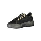 Laura Biagiotti Black Polyester Women Sneaker with Gold Detail and Rhinestone Accents