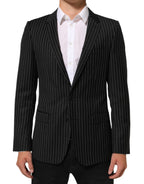 Dolce & Gabbana Black Stripes MARTINI 1 Button Suit Blazer