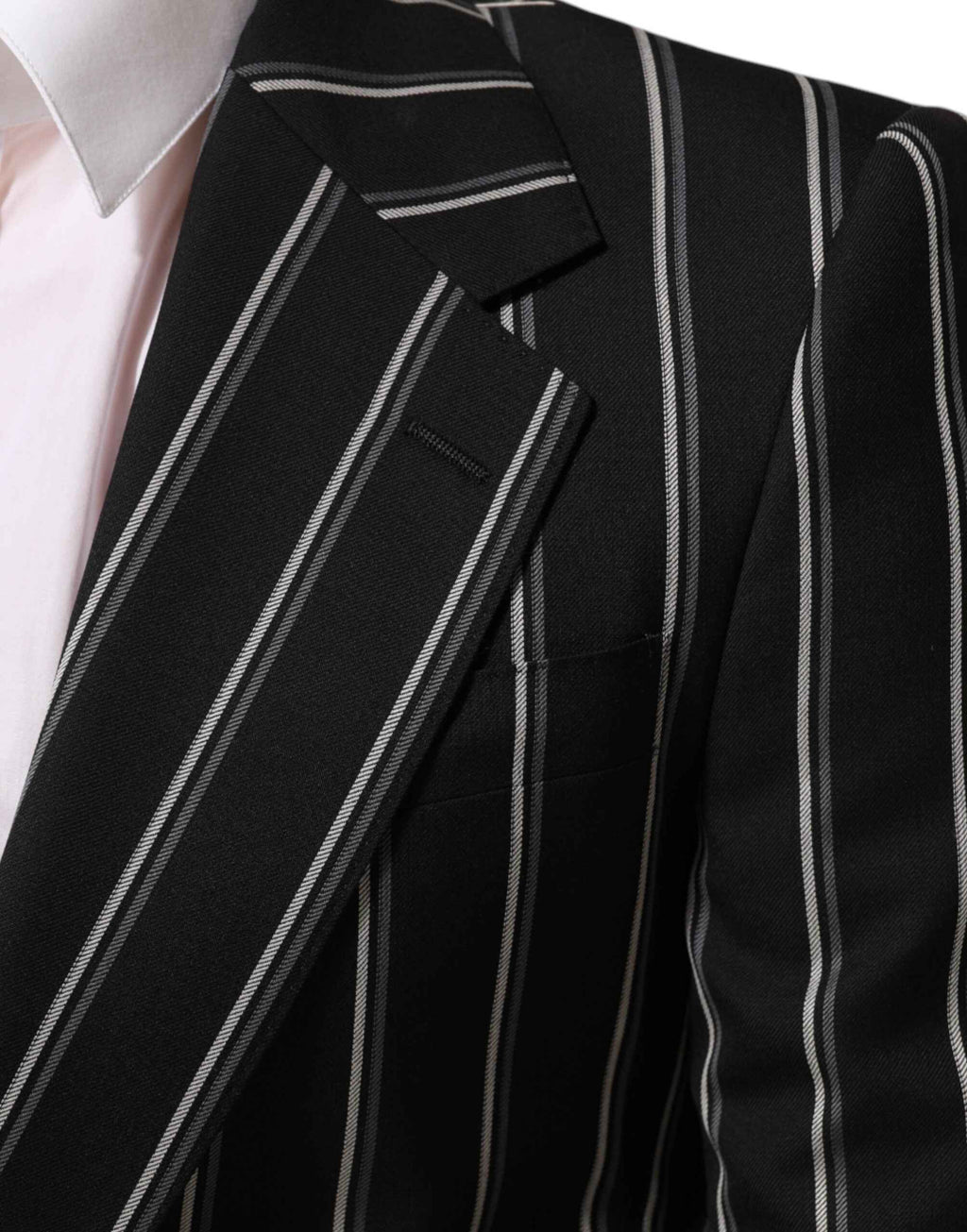 Dolce & Gabbana Black Stripes SICILIA 1 Button Suit Blazer