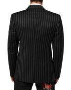 Dolce & Gabbana Black Stripes SICILIA 1 Button Suit Blazer