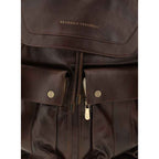 Brunello Cucinelli Brown Calf Leather Bos Taurus Backpack