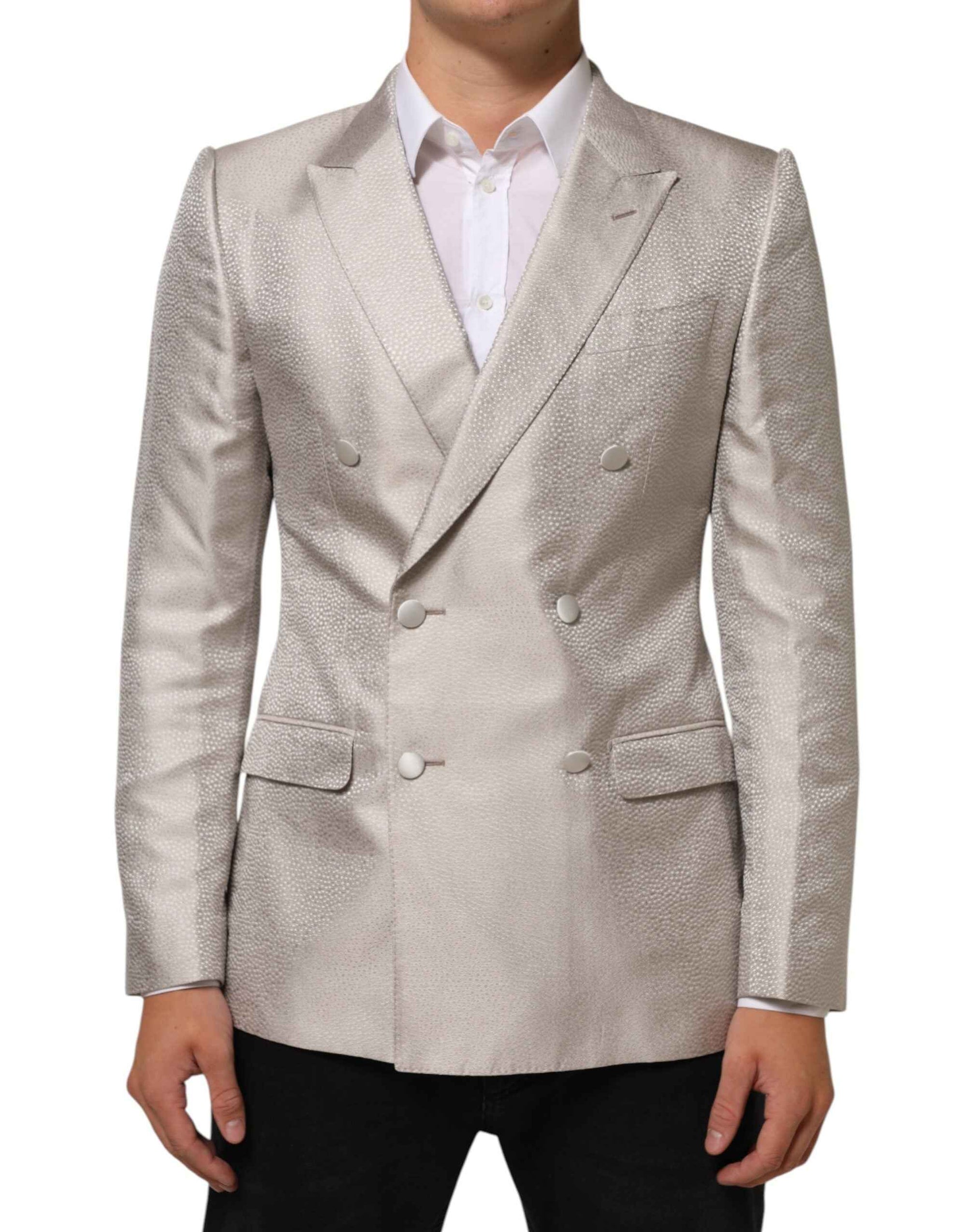 Dolce & Gabbana Beige MARTINI Double-Breasted Suit Blazer