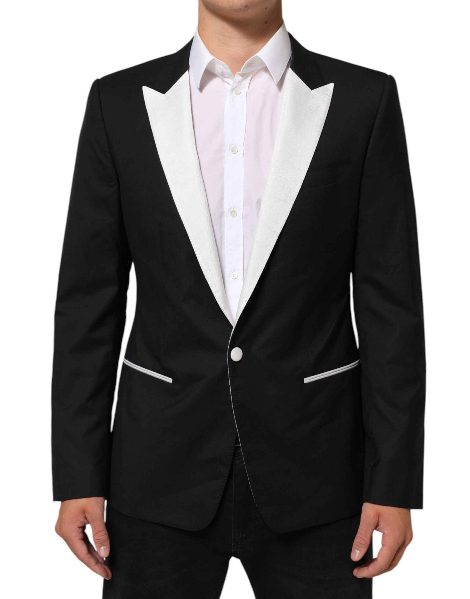 Dolce & Gabbana Black White MARTINI 1 Button Men Suit Blazer