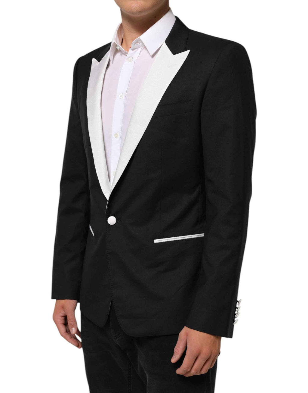 Dolce & Gabbana Black White MARTINI 1 Button Men Suit Blazer