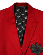 Dolce & Gabbana Red Cashmere 2 Buttons Suit Jacket Blazer