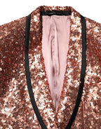 Dolce & Gabbana Pink Sequin SICILIA 1 Button Men Suit Blazer