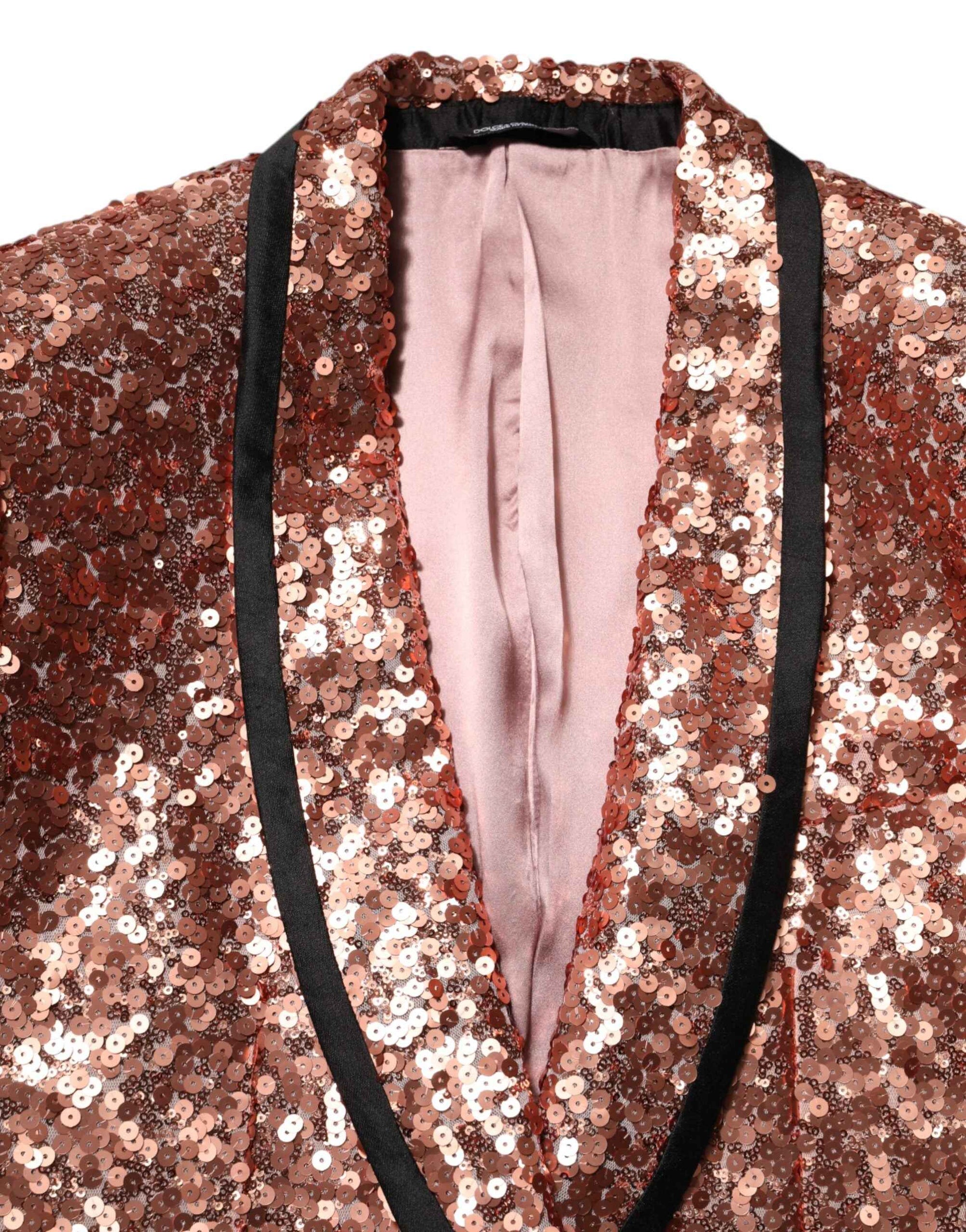 Dolce & Gabbana Pink Sequin SICILIA 1 Button Men Suit Blazer
