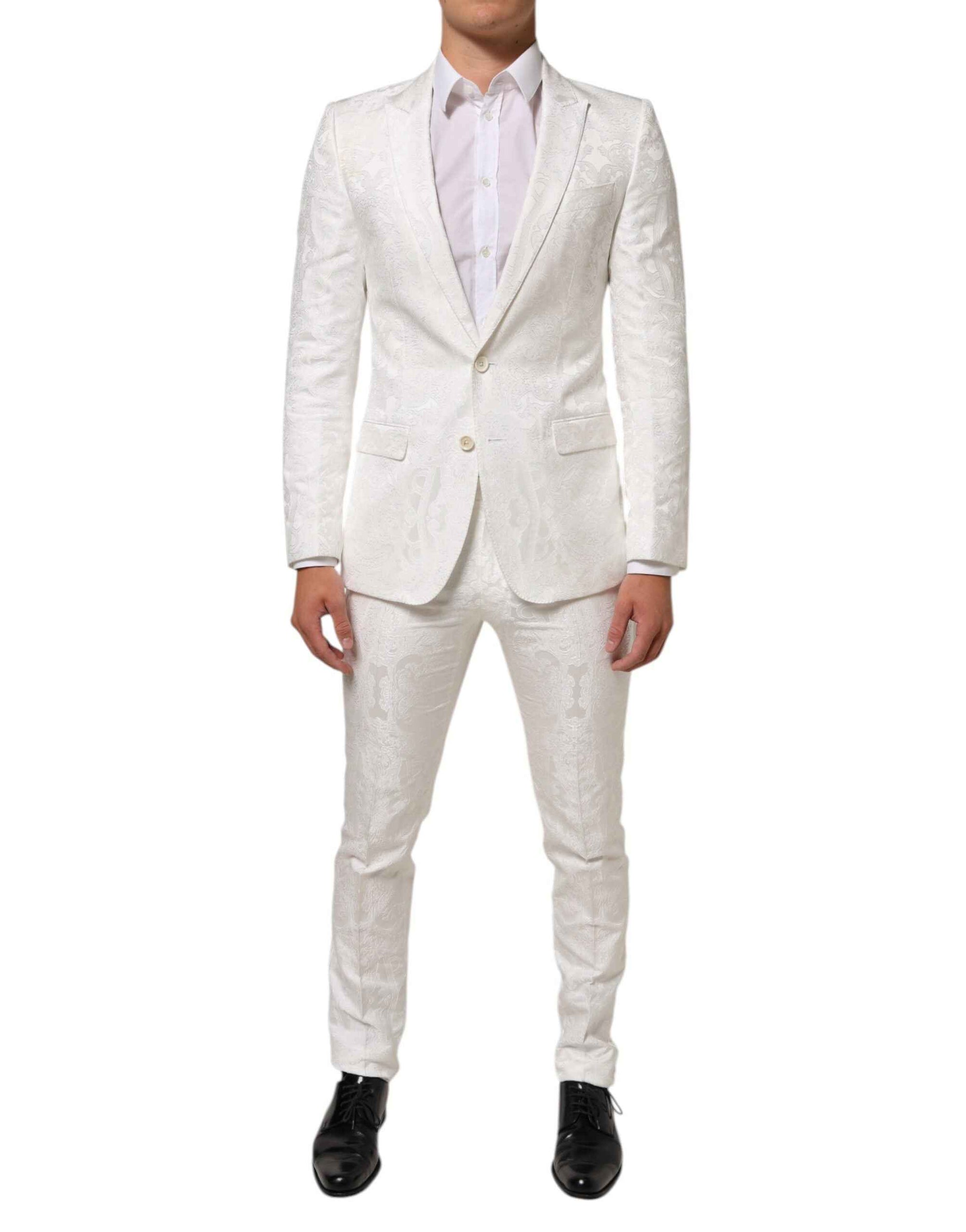 Dolce & Gabbana White Brocade 2 Piece MARTINI Formal Suit
