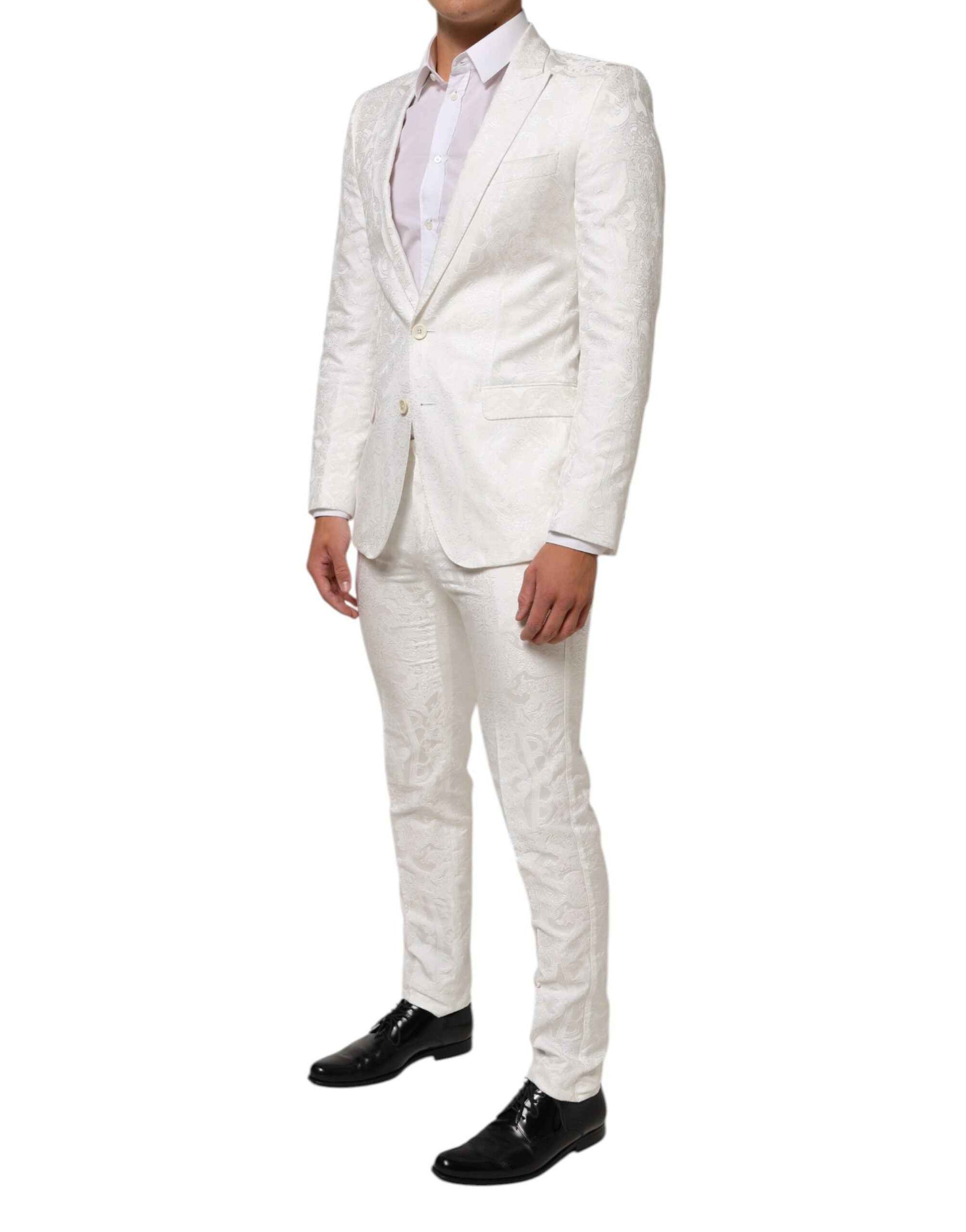 Dolce & Gabbana White Brocade 2 Piece MARTINI Formal Suit