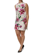 Dolce & Gabbana White Cotton Floral Sleeveless Mini Dress