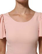 Dolce & Gabbana Pink Viscose Short Sleeves Sheath Midi Dress