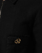 Dolce & Gabbana Black Cotton Full Zip Cropped Coat Jacket
