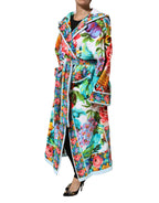 Dolce & Gabbana Multicolor Floral Print Belted Bathrobe Coat Jacket