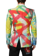 Dolce & Gabbana Multicolor Graffiti SICILIA 1 Button Men Suit Blazer