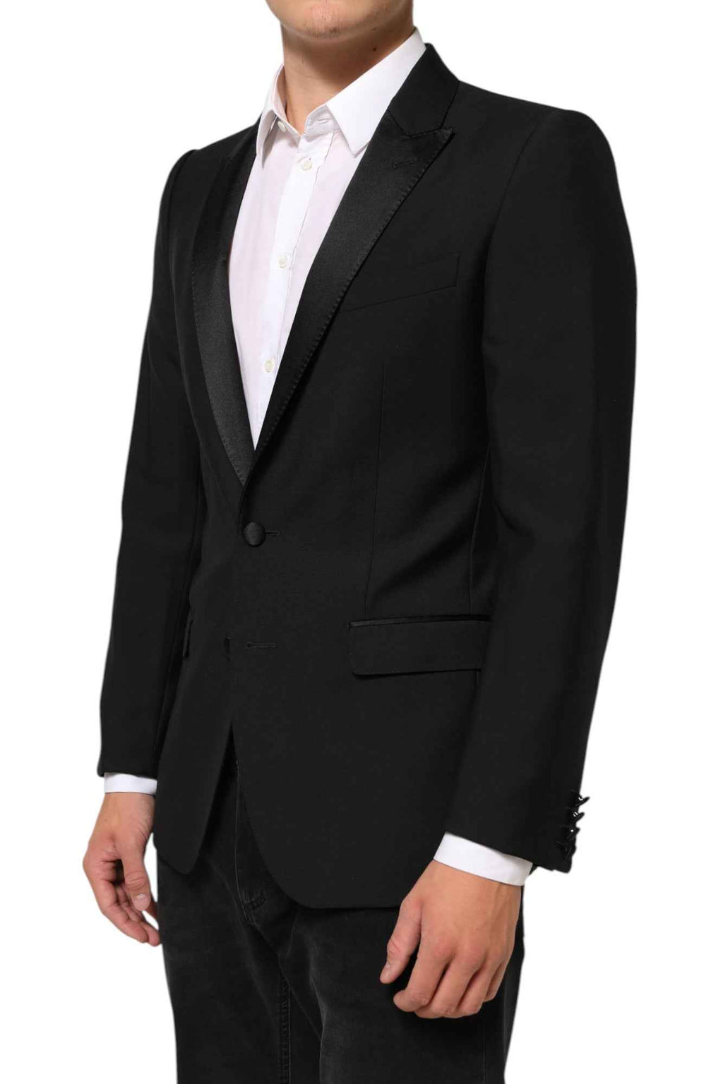 Dolce & Gabbana Black Wool MARTINI 2 Button Men Suit Blazer