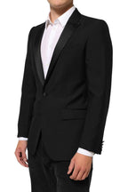 Dolce & Gabbana Black Wool MARTINI 2 Button Men Suit Blazer
