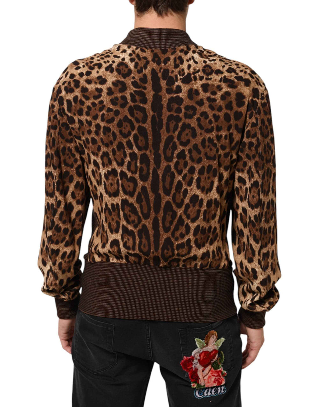 Dolce & Gabbana Brown Leopard Print "Sneak Peek" Patch Jacket