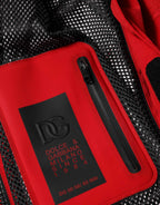 Dolce & Gabbana Red Nylon Hooded Men Full Zip Parka Jacket