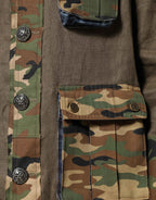 Dolce & Gabbana Brown Camouflage Linen Button Down Jacket