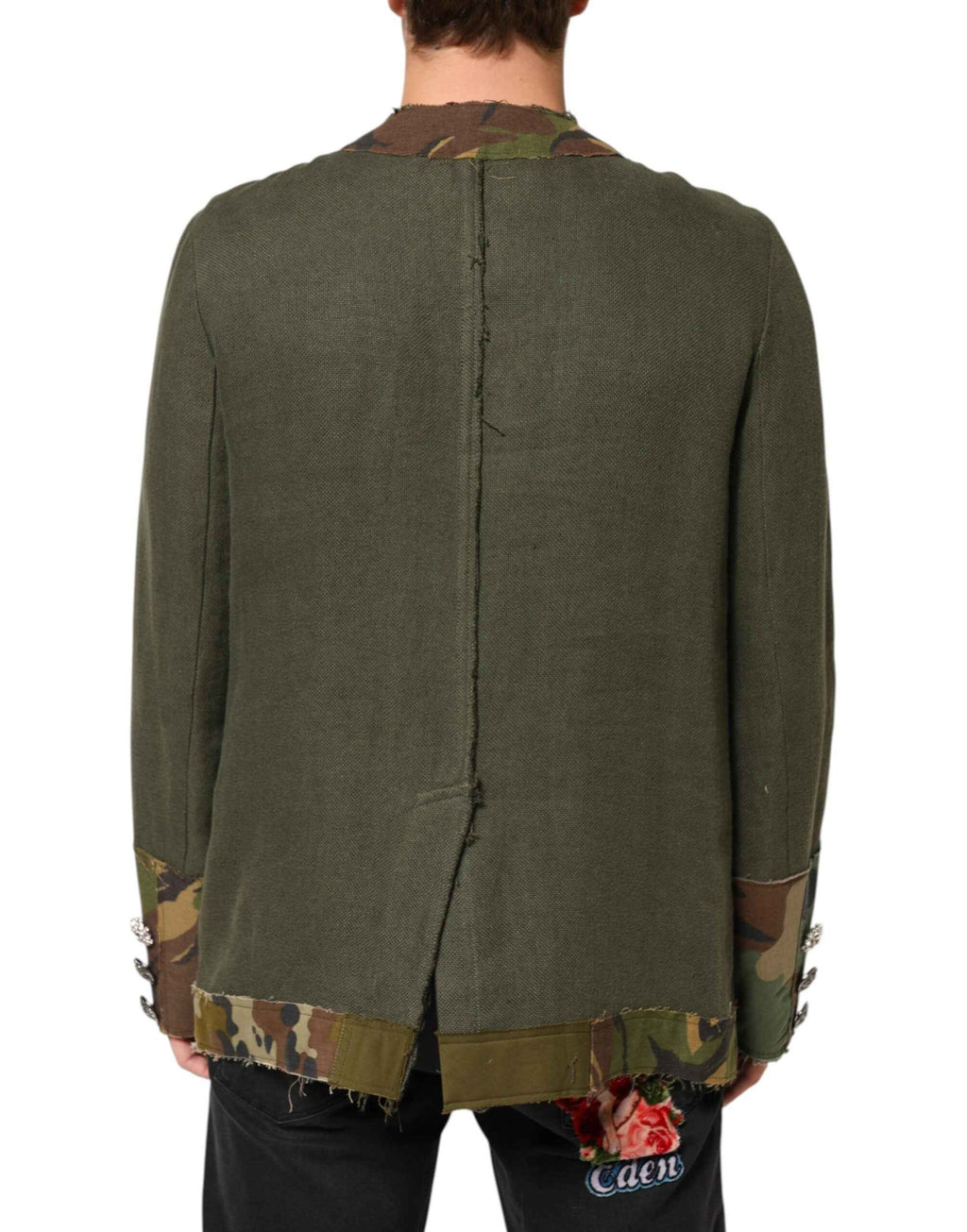 Dolce & Gabbana Brown Camouflage Linen Button Down Jacket