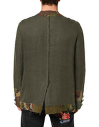 Dolce & Gabbana Brown Camouflage Linen Button Down Jacket