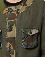 Dolce & Gabbana Brown Camouflage Linen Button Down Jacket