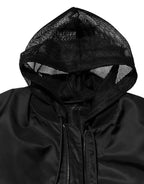 Dolce & Gabbana Black Nylon Hooded Full Zip Bomber Men Jacket