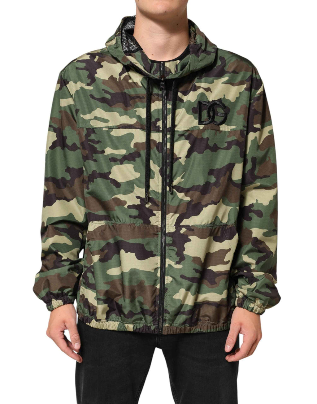Dolce & Gabbana Green Camouflage Hooded Sweatshirt Jacket