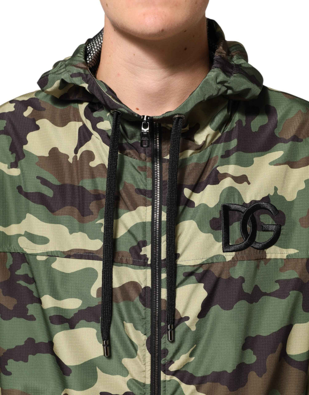 Dolce & Gabbana Green Camouflage Hooded Sweatshirt Jacket