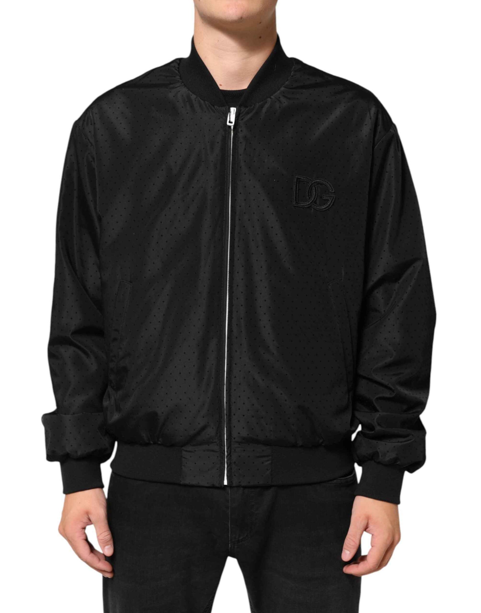 Dolce & Gabbana Black Acetate Full Zip Bomber Men Jacket