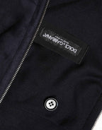 Dolce & Gabbana Black Leather Full Zip Hooded Blouson Jacket