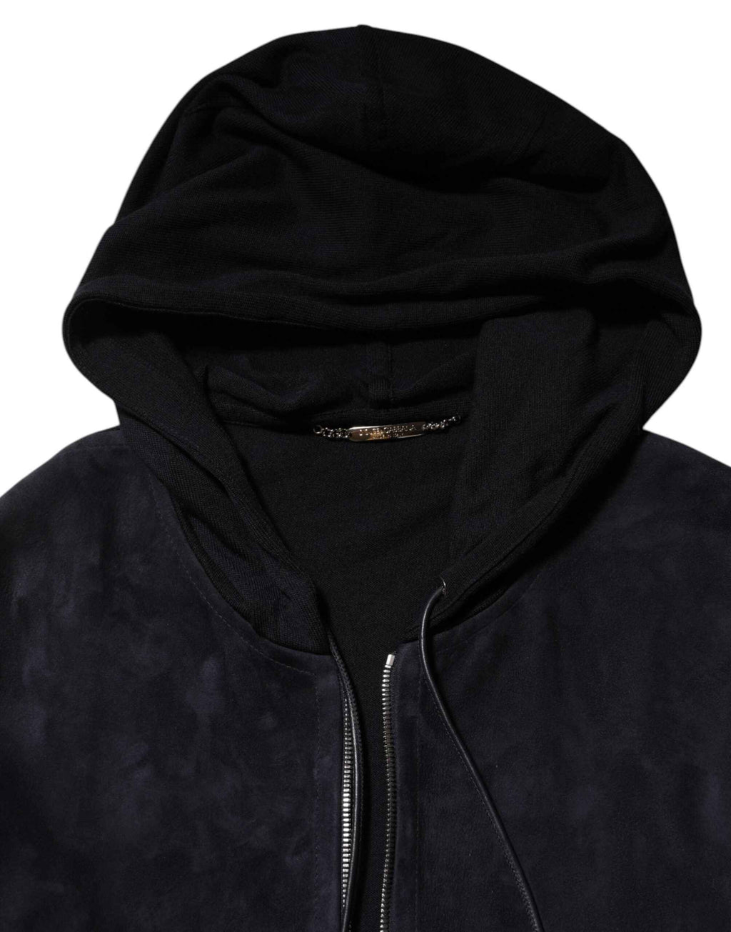 Dolce & Gabbana Black Leather Full Zip Hooded Blouson Jacket