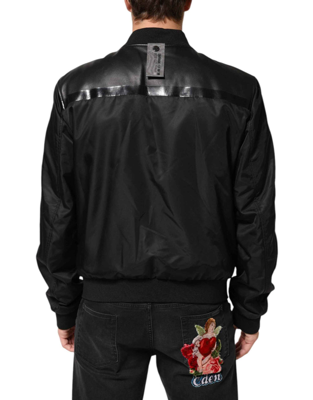 Dolce & Gabbana Black Leather Nylon FullZip Blouson Jacket