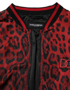 Dolce & Gabbana Red Leopard Print Full Zip Bomber Men Jacket
