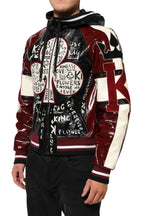 Dolce & Gabbana Multicolor Hooded Leather DG King Men Biker Jacket