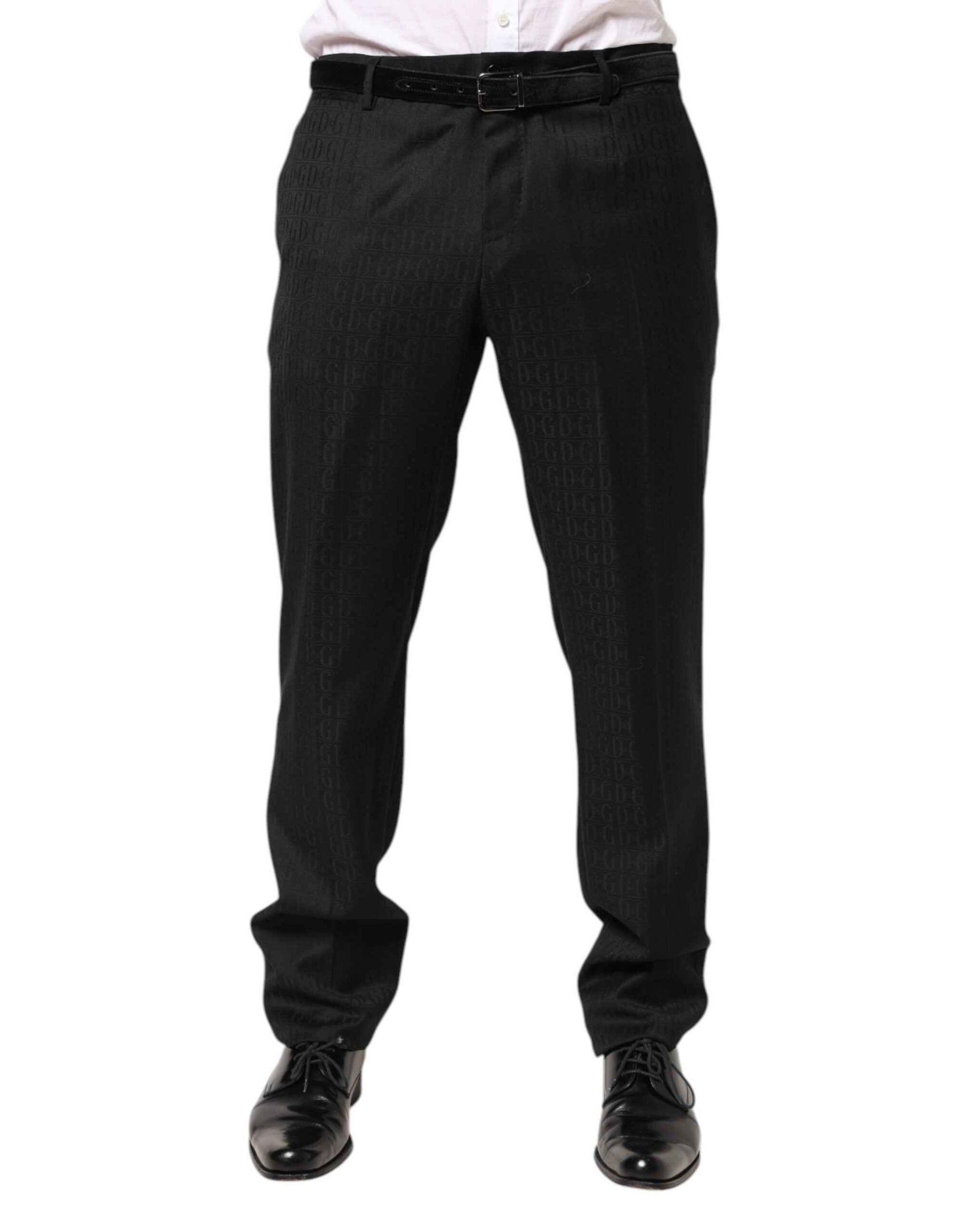 Dolce & Gabbana Black Wool Mid Waist Dress Men Trouser Pants