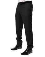 Dolce & Gabbana Black Wool Mid Waist Dress Men Trouser Pants