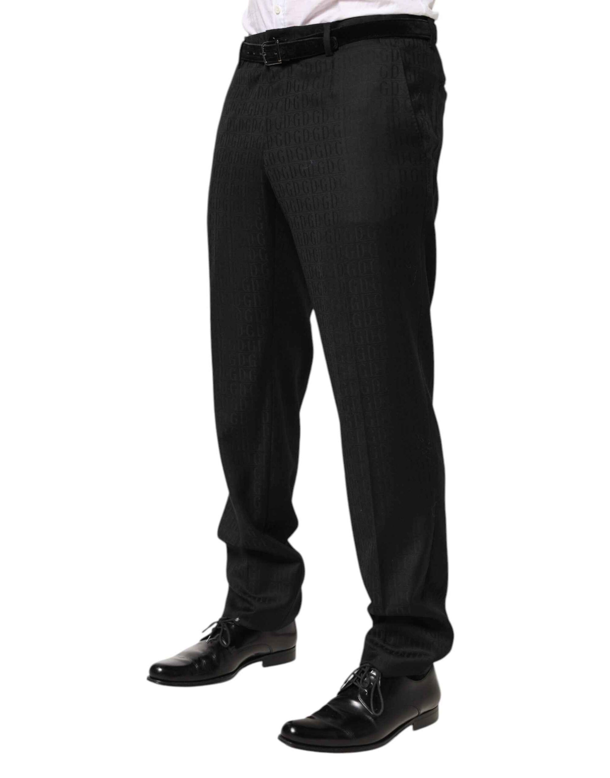 Dolce & Gabbana Black Wool Mid Waist Dress Men Trouser Pants