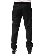 Dolce & Gabbana Black Wool Mid Waist Dress Men Trouser Pants